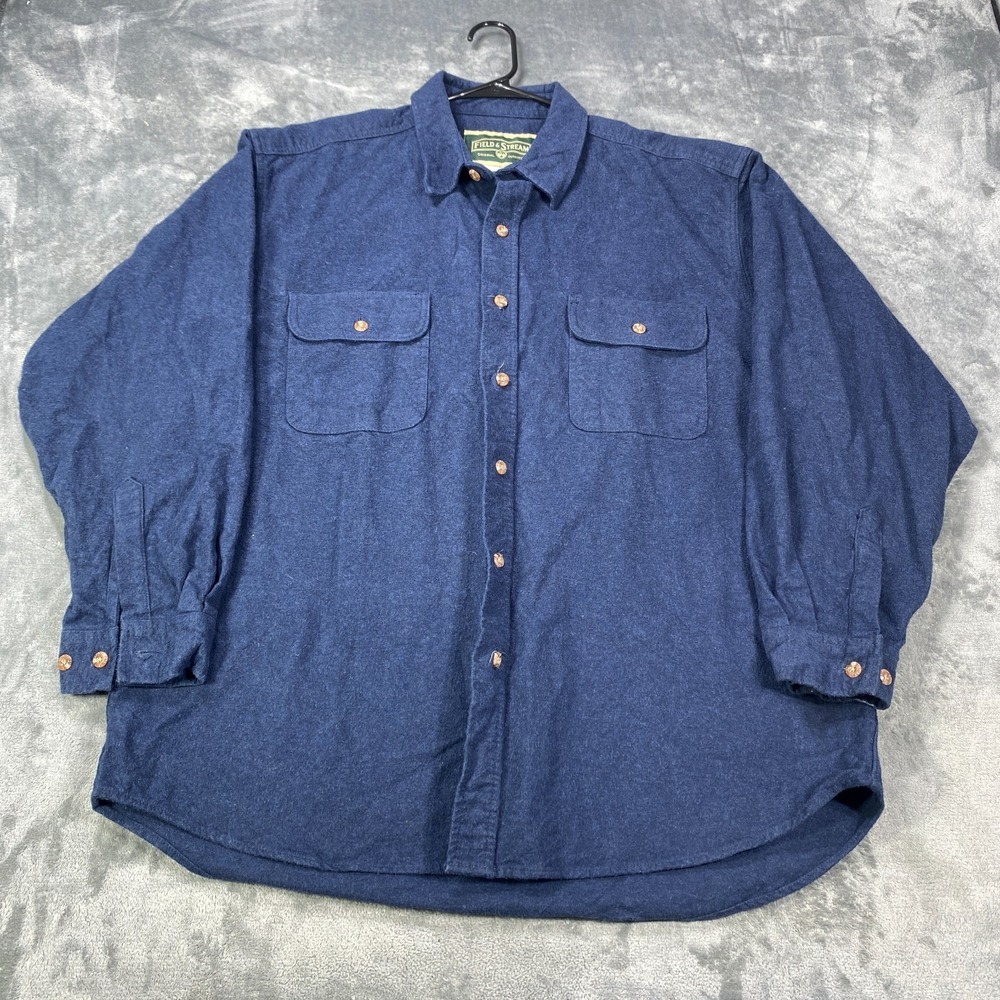 Field & Stream Shirt Mens 2XL Blue Flannel Heavyweight Button Up Workwear Chore